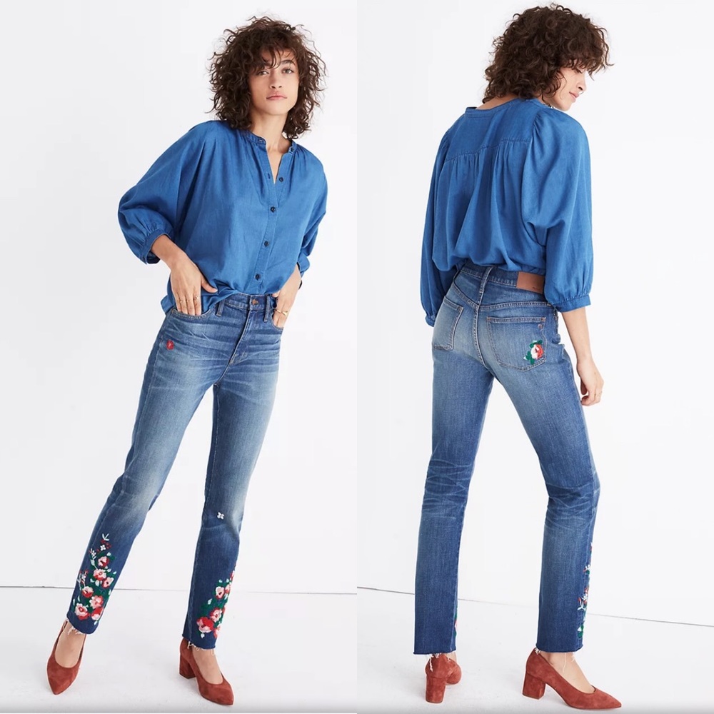 Madewell The Slim Boyfriend Embroidered Jeans 25